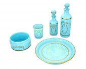 A SET OF FRENCH BLUE OPALINE G