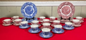 A set of historical red and blue