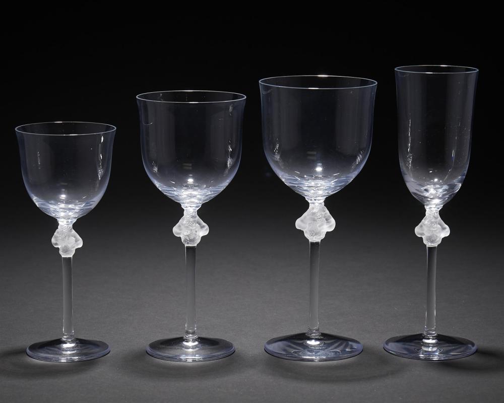 A SET OF LALIQUE "ROXANE" STEMWAREA
