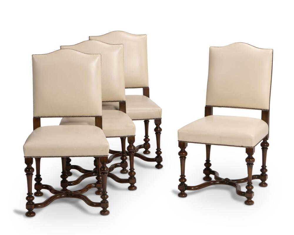 A SET OF LEATHER SIDE CHAIRSA set