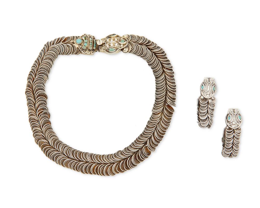 A SET OF MATL SNAKE MOTIF SILVER