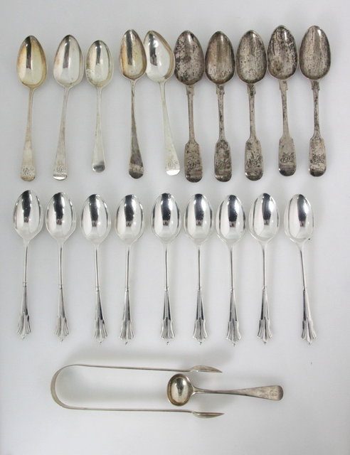 A set of nine silver teaspoons
