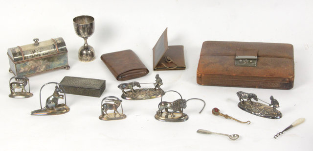 A set of plated menu holders