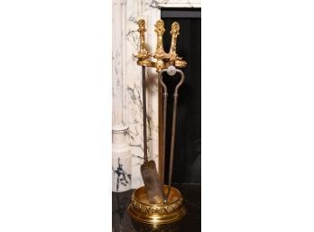A set of quality brass fireplace