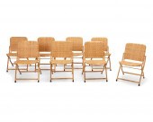 A SET OF RATTAN FOLDING CHAIRS
