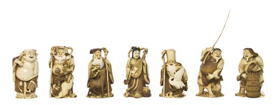A Set of Seven Japanese Carved