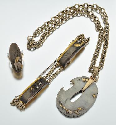 A Set of Silver Jewelry Mounted
