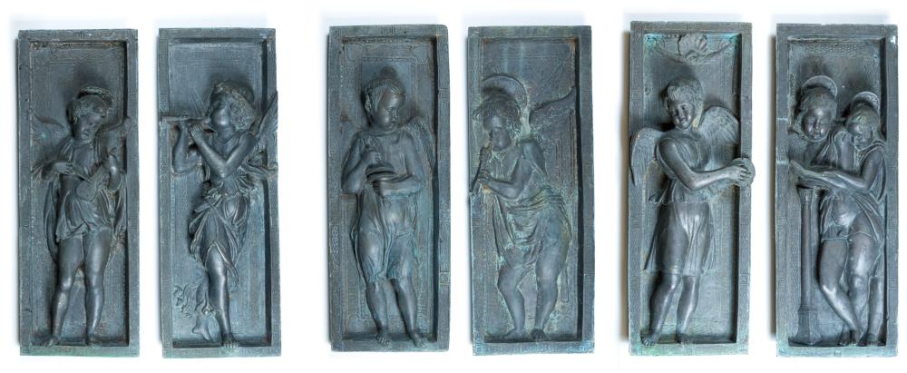 A SET OF SIX ANGEL RELIEF GARDEN