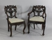 A set of six Anglo-Indian carv
