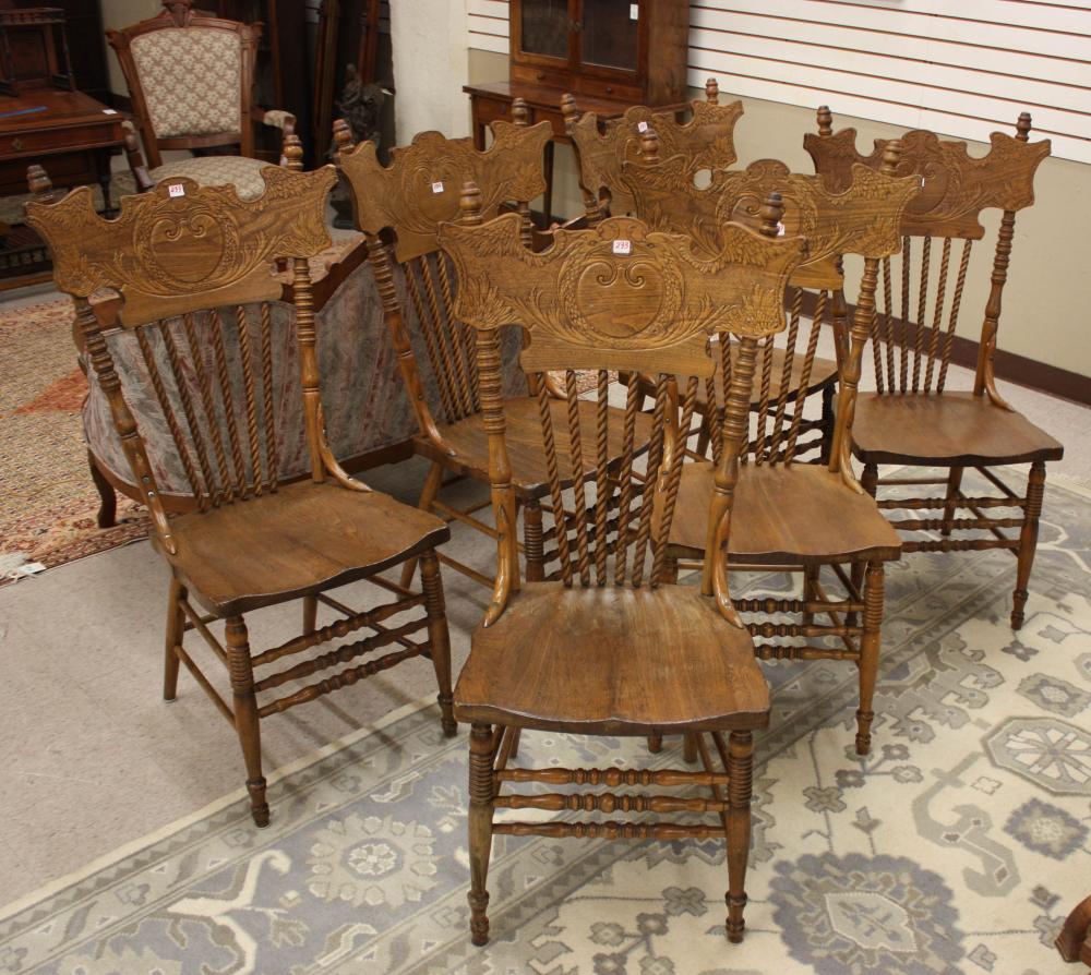 A SET OF SIX ASH PRESS BACK