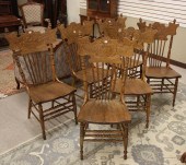 A SET OF SIX ASH PRESS BACK DI