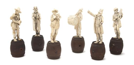 *A Set of Six Carved Ivory