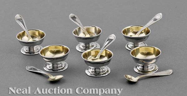 A Set of Six Coin Silver Salts with