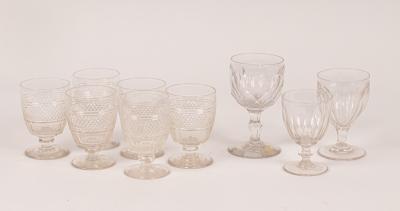 A set of six cut-glass goblets with