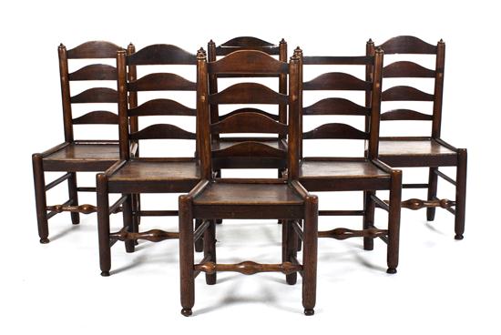 A Set of Six English Ladder Back