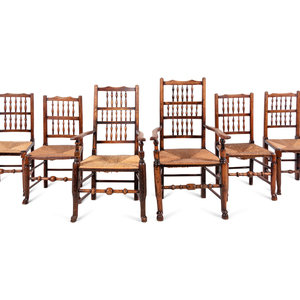 A Set of Six English Oak Lancashire