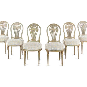 A Set of Six French Painted