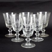 A set of six glass rummers, ea