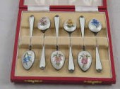 A set of six guilloche enamell