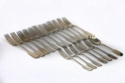 A set of six Irish silver table