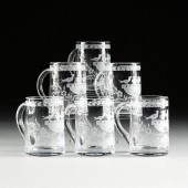 A SET OF SIX LOBMEYR ETCHED "B