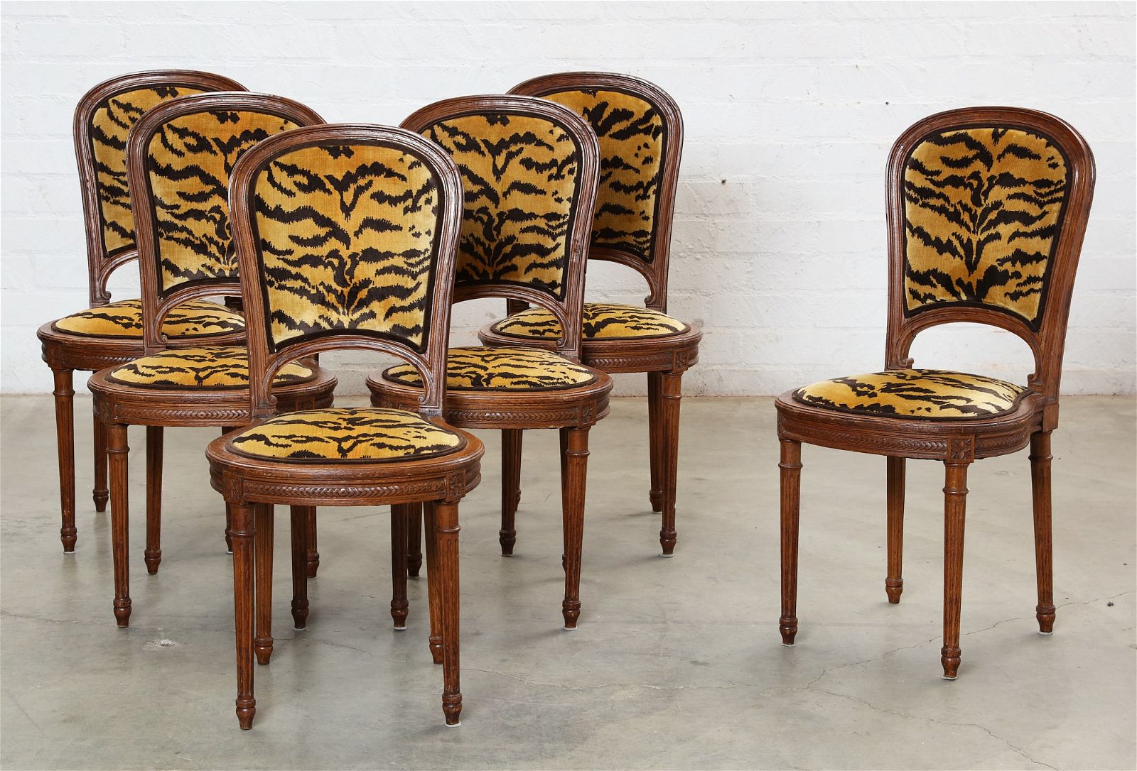 A SET OF SIX LOUIS XVI STYLE OAK