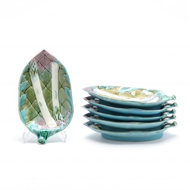 A SET OF SIX LUNEVILLE MAJOLICA