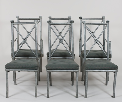 A Set of Six Metal Chairs Metal