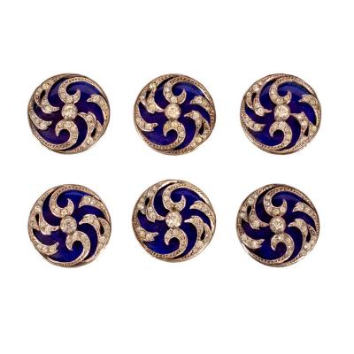 A set of six paste and blue