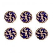 A set of six paste and blue en