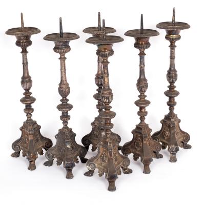 A set of six plated altar