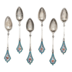 A Set of Six Russian Enameled