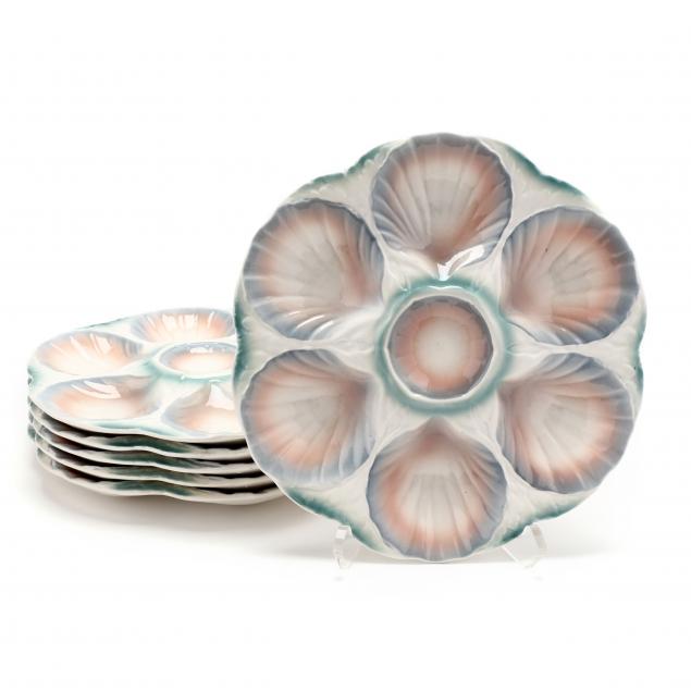 A SET OF SIX SARREGUEMINES MAJOLICA