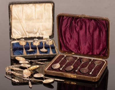 A set of six silver coffee