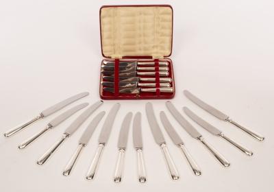 A set of six silver handled