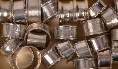 A set of six silver napkin rings,