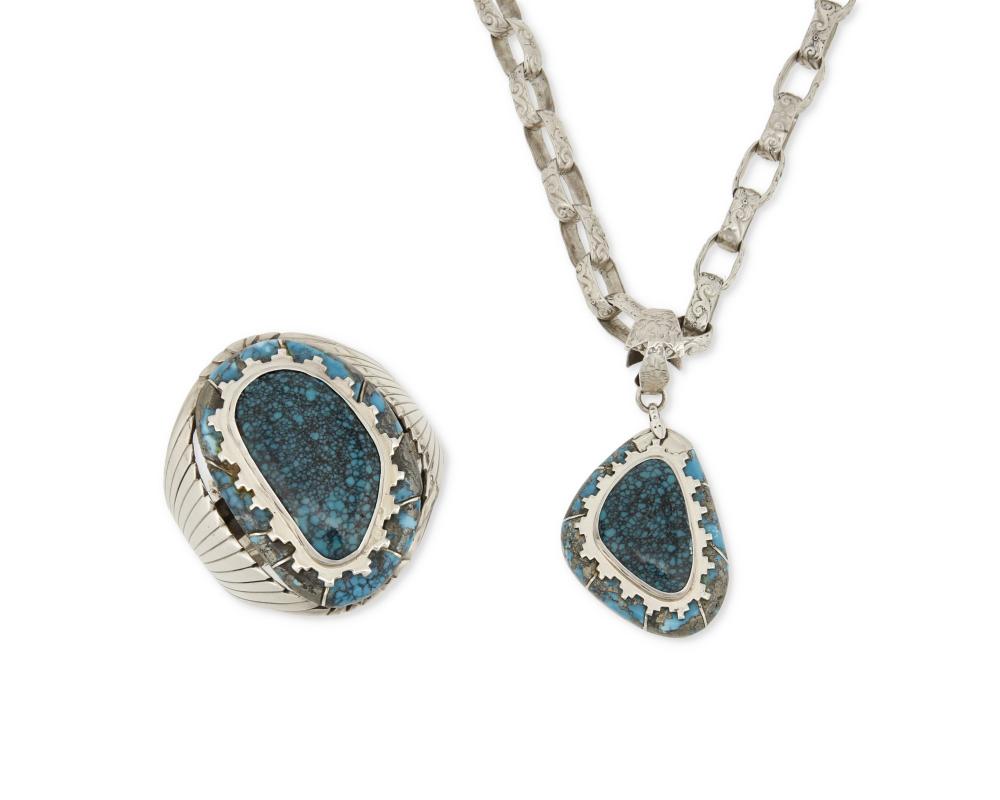 A SET OF SOUTHWEST-STYLE SILVER AND