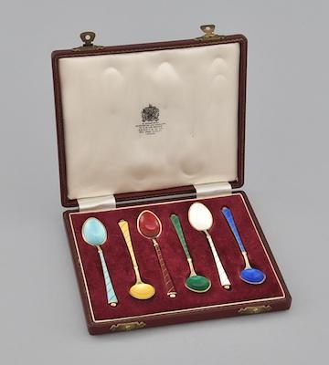 A Set of Sterling Silver and Enamel