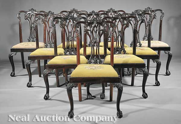 A Set of Ten Antique Chippendale