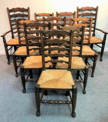 A set of ten ash and elm ladder