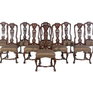 A Set of Ten Baroque Style Walnut