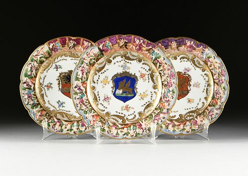 A SET OF TEN CAPODIMONTE ARMORIAL