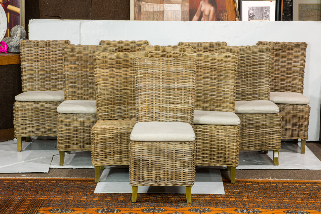 A SET OF TEN CONTEMPORARY RATTAN