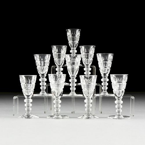 A SET OF TEN HAWKES CUT GLASS