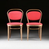 A SET OF TEN THONET UPHOLSTERE