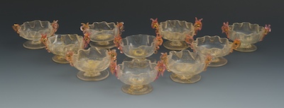 A Set of Ten Venetian Glass Salt