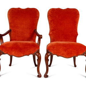 A Set of Ten Walnut Dining Chairs
