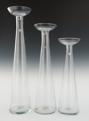 A Set of Three Blenko Clear Glass