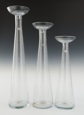 A Set of Three Blenko Clear Gl