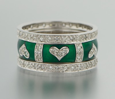 A Set of Three Diamond and Enamel